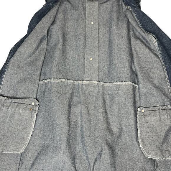 Vintage Longline Denim Vest Snap Front Notched‎ Collar Pockets - Picture 8 of 8